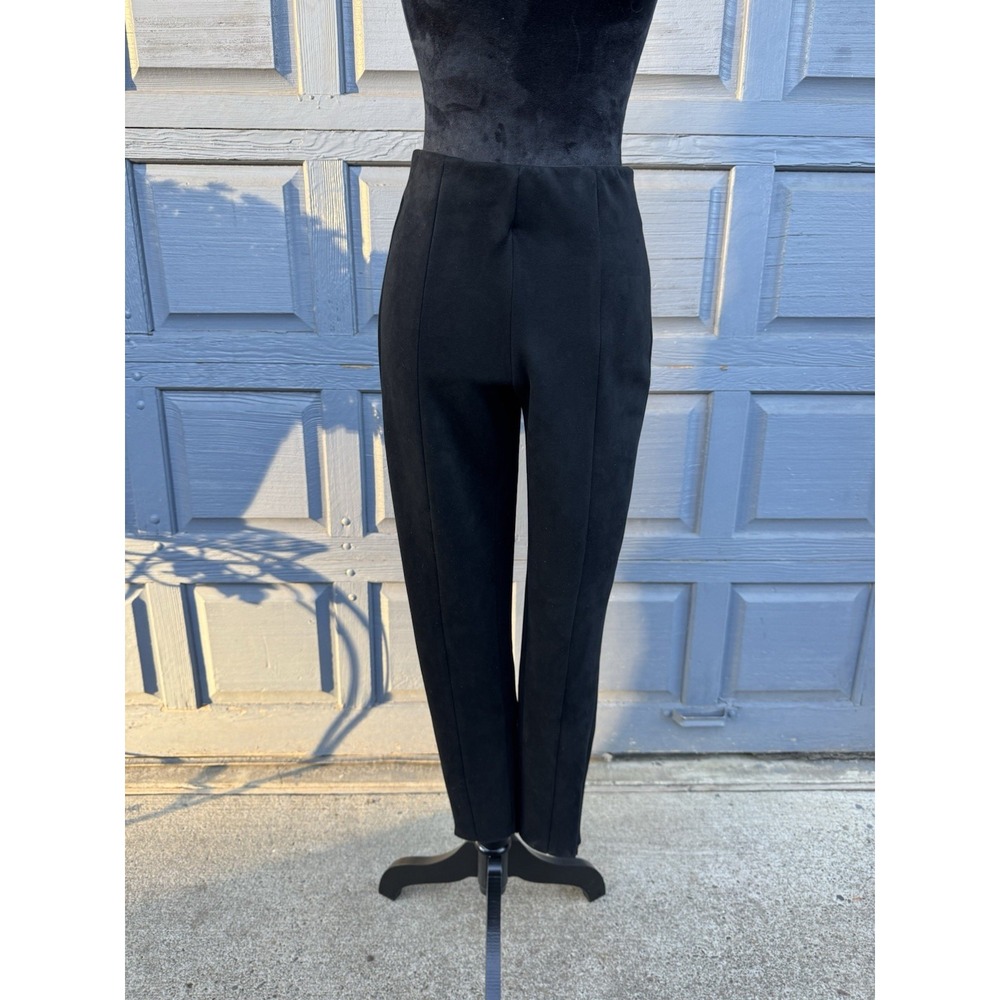Zara Basic‎ Faux Black Suede Stretch High Waisted Pants Minimalist Size Medium!